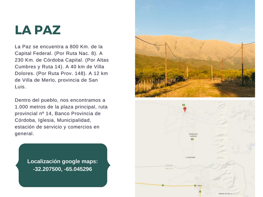 Lotes en La Paz Córdoba | Loteo En la Sierra - La Paz