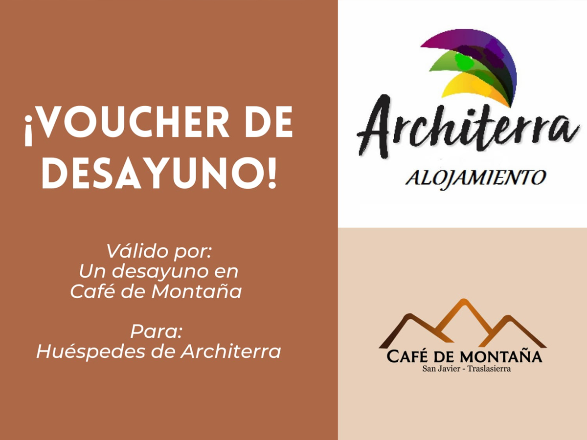 Desayuno en Café de Montaña | Architerra - Habitaciones para 2 - San Javier - Traslasierra